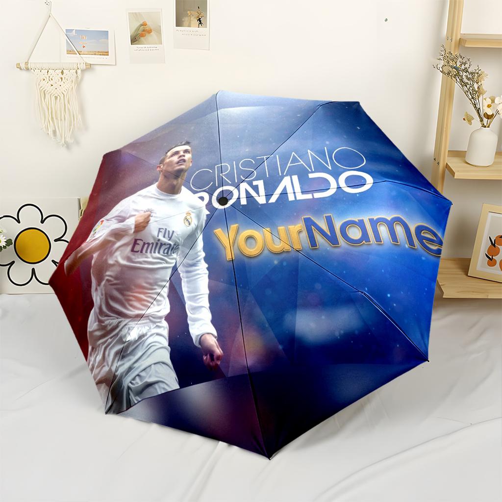 Cristiano Ronaldo Customize Your Name Umbrella Compact Travel Automatic Umbrella Sturdy 8-Rib Shaft Compact Design All-Season Travel Outdoor Accessory