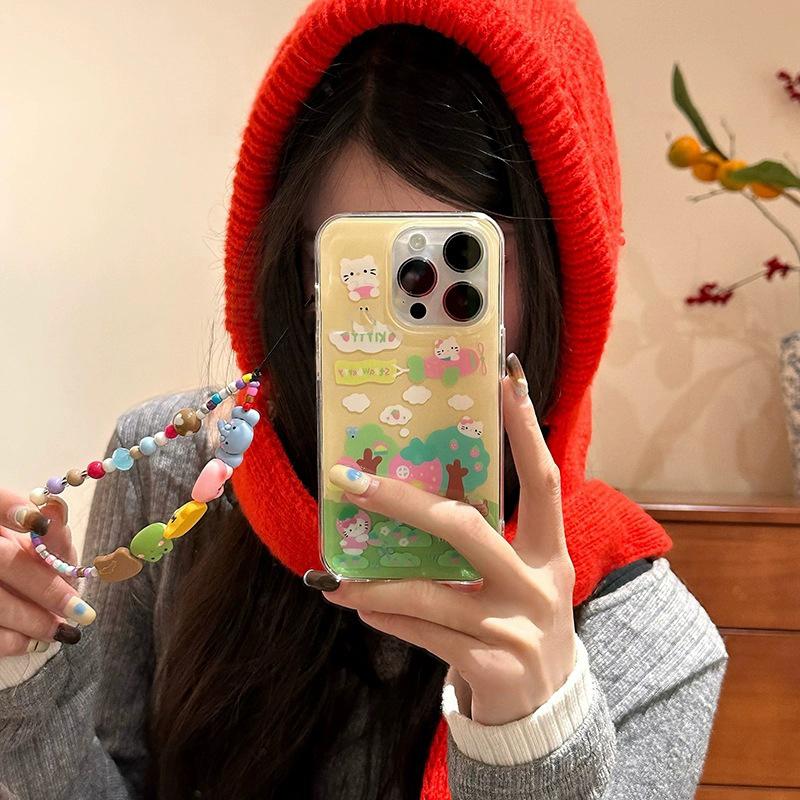 Cute Animal Beaded Mobile Phone Chain Lanyard Keychain Pendants Sweet Charm Girly Bag Hanging Ornaments Couple Decoration Gifts