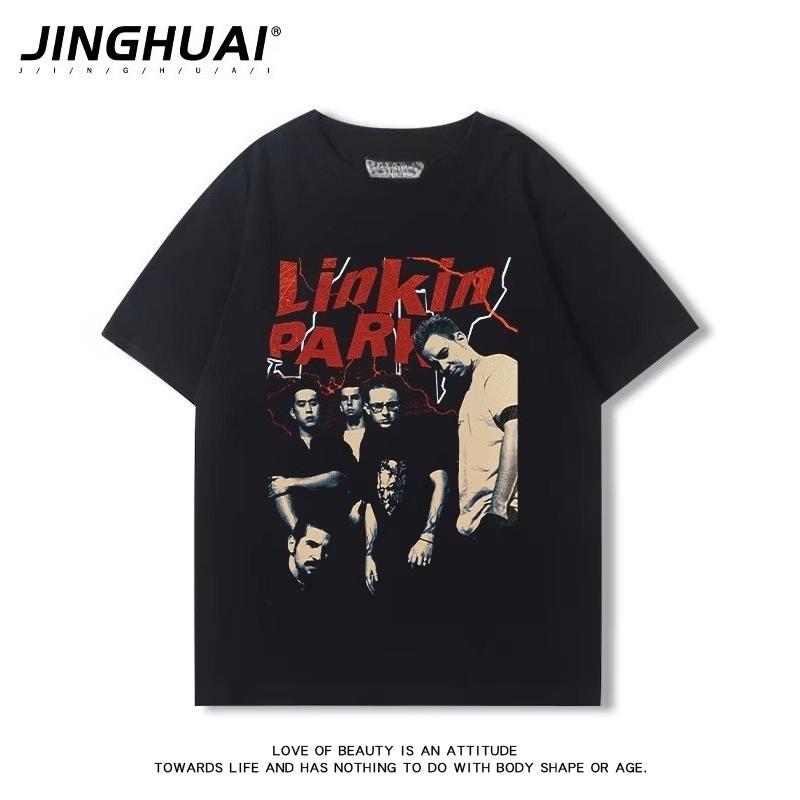 Linkin Park Lincoln Park Band Peripheral Short Sleeve T-Shirt  Loose Vintage Rock Half Sleeve Clothes Large Size Summer Clothing