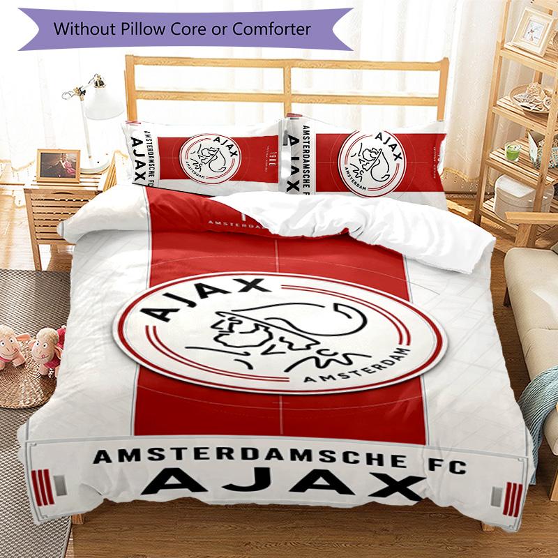 3pcs AFC Ajax pattern bedding set duvet cover set includes duvet cover &pillowcases,perfect all season bedroom decoration&gift