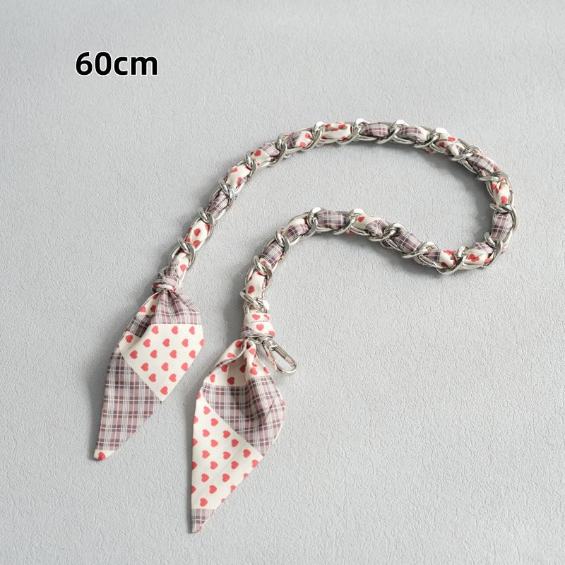 New Fashion Brand Woman Handbag Accessory Chains Detachable Floral Print Gold Silver Metal Silk Shoulder Strap Women DIY Chain Bag Handles