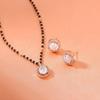 Estele Designer Mangalsutra Square Rose Gold Plated Zircon Necklace Set For Women