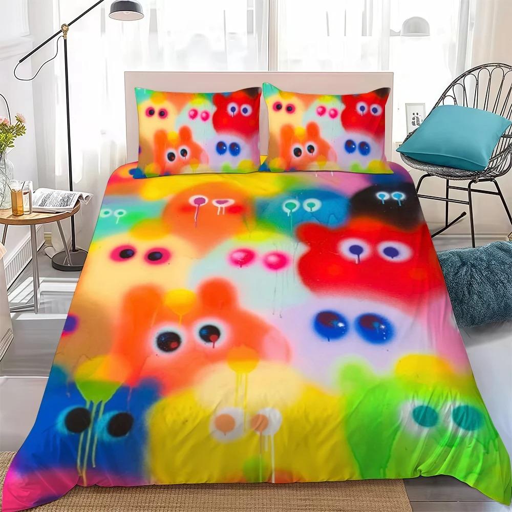 Housse de couette et taie d'oreiller Art Jon Burgerman, Ensemble de literie pour la maison, Décoration de chambre pour adolescents et adultes, Cadeaux pour garçons et filles 140x200cm