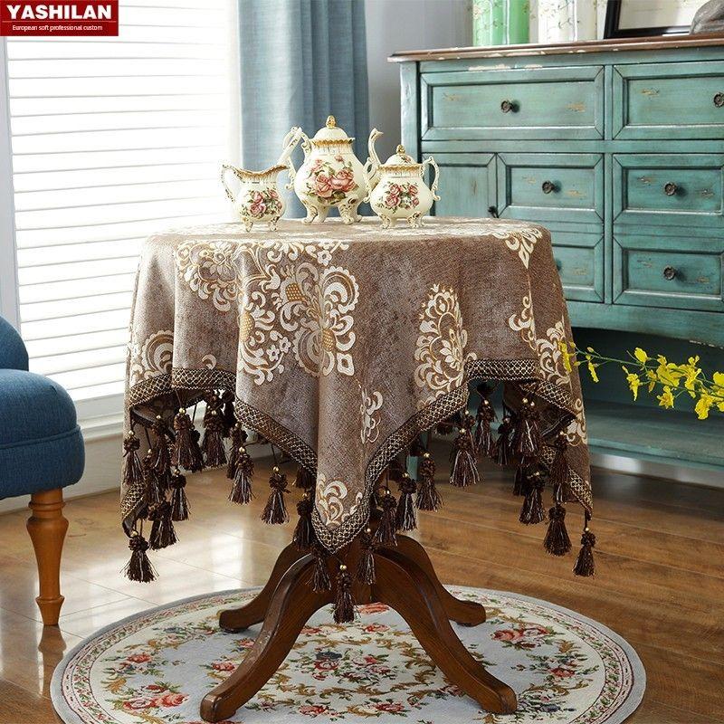 

Синий Кофе Европейский Стиль Круглая Скатерть Размер круглая Скатерть Скатерть для Кофейного Столика Доступная Роскошь Современная Американская Прямоугольная Скатерть Ткань Coffee Turntable sleeve 90cm