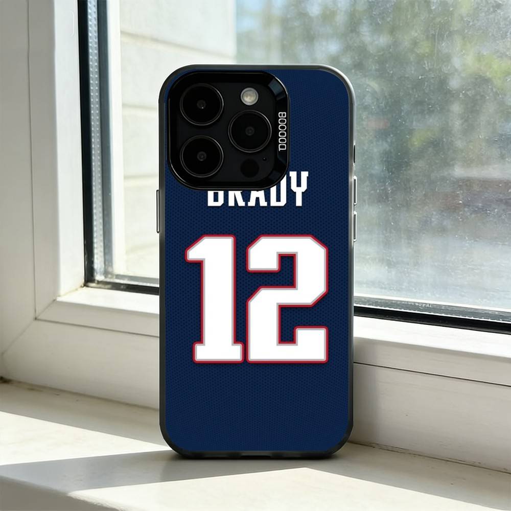 

American Football Tom B-Brady Phone Case For iPhone 17,16,15,14,13,12,11 Plus,Pro Max,XS,Colorful Silver Phone case Funda Cover iPhone12