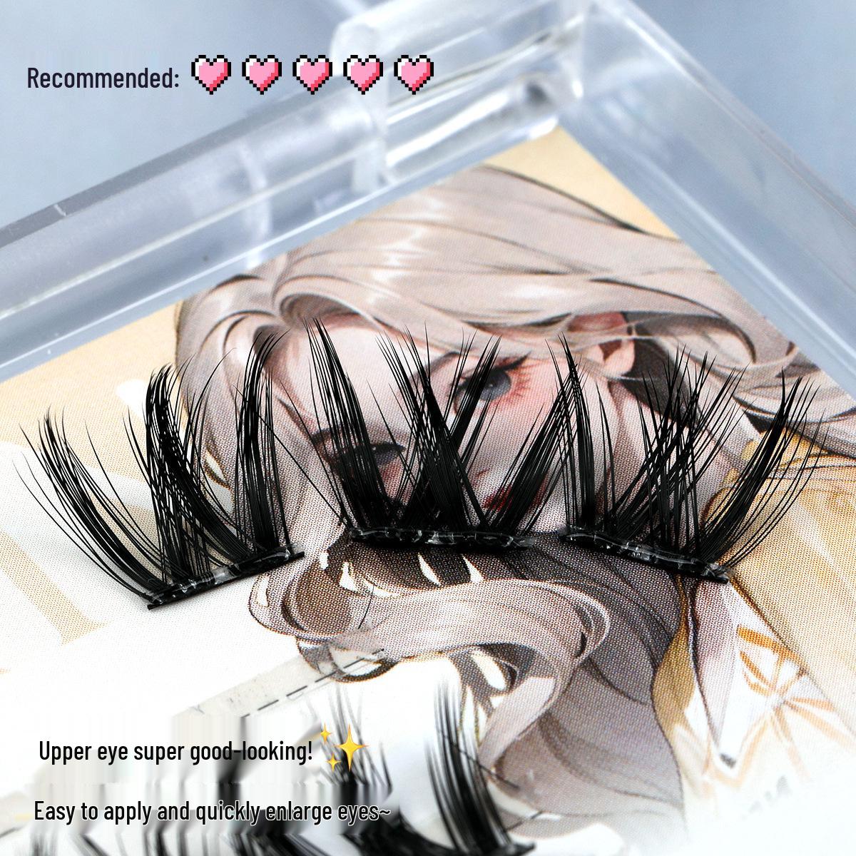 

Манга Y2K Гяру W-образные накладные ресницы с крупным завитком: Без клея, без ремувера, легкий и объемный Spicy Manga - Big Curled Flower чёрный