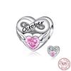 New Sterling Silver Rose Girl Boy Pink Sparkle Spacer Clip bead For Original  Bracelet Charm Jewelry For Women
