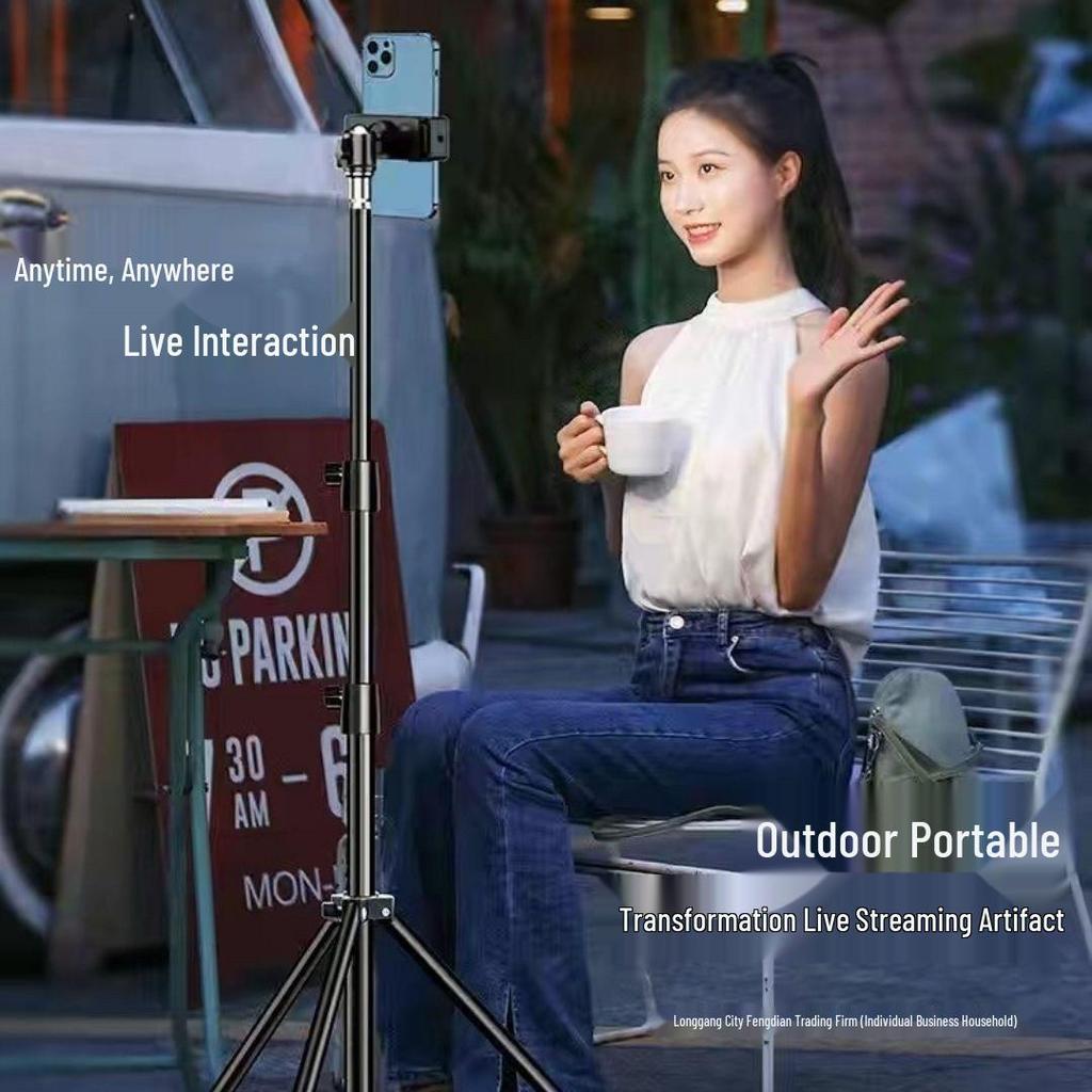 Multifunctional Desktop Tripod with Phone Holder & Fill Light for Live Streaming and Photography