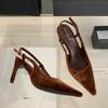 Fashion SUOJIALUN 2025 New Brand Women Sandal Shoes Thin High Heel Ladies Elegant Slingback Shoes Pointed Toe Slip On Dress Mules Pumps