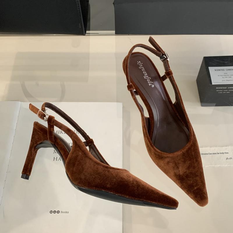 Fashion SUOJIALUN 2025 New Brand Women Sandal Shoes Thin High Heel Ladies Elegant Slingback Shoes Pointed Toe Slip On Dress Mules Pumps