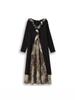 Chinese Style Plus Size Ruffle Dress for Spring & Autumn - 130-320 Jin, Women's Fake Two-Piece Long Dress (2026)
