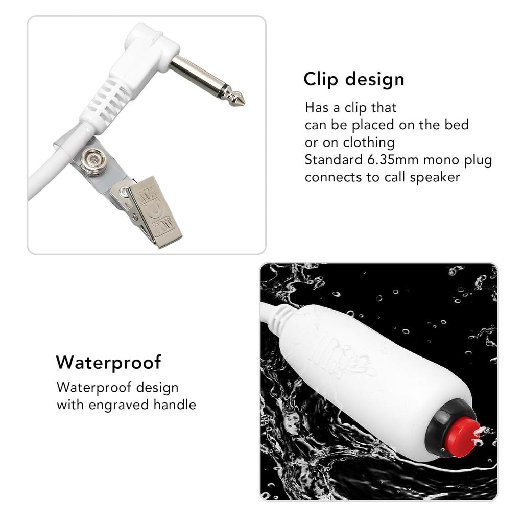 Replacement Nurse Call Cord, Push Cord Cable for Nurse Station, Nurse Call Cord 6.35mm 1/4 Phone Plug Cable with Bed Sheet Clip, 9.8ft
