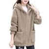 Winter Women Fleece Hoodie Windproof Thick Outerwear Cardigan Jacket with Drawstring Hood Full Sleeves Zipper Closure