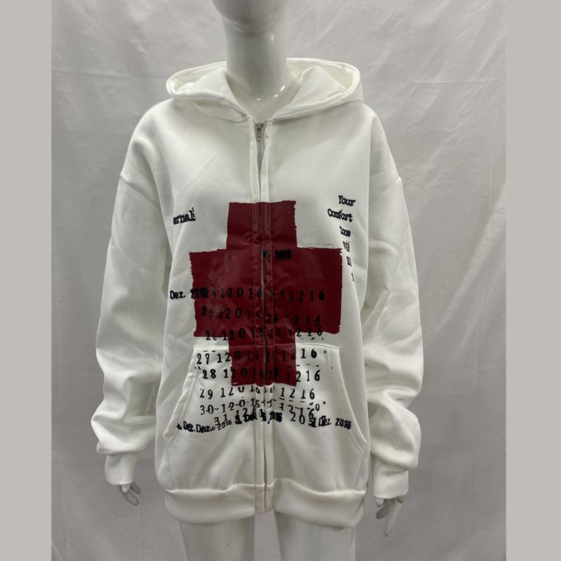 European and American Personalized Printed Pattern Street Retro Trend Loose Long Sleeved Hoodie