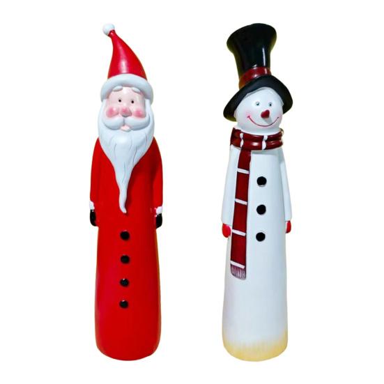 Christmas Santa Claus Figurine Hand-painted Cartoon Snowman Resin Statue Sculpture Holiday Party Home Office Desktop Decoration