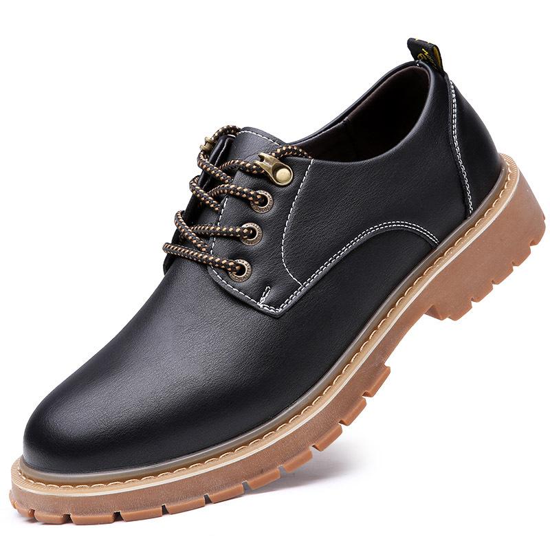 Mode 2024 Automne Hiver Nouveau Designer Plateforme Chaussures Hommes Grosse Tête En Cuir De Vache Chaussures De Travail Mâle Tendon De Bœuf Britannique Vintage Hommes Chaussures