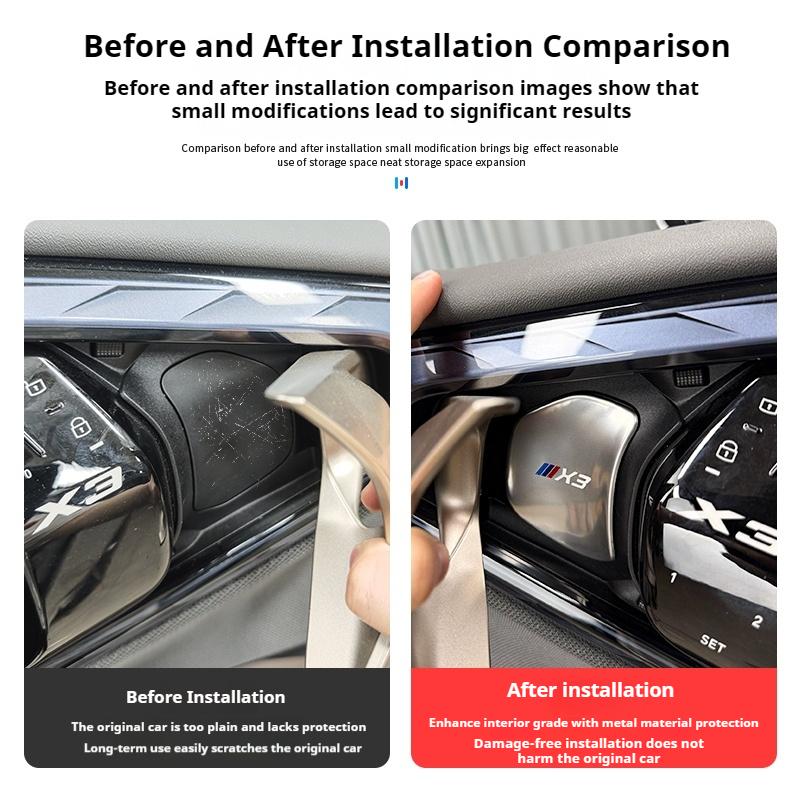 Car Silver Inner Handle Door Bowl Protective Plate Protective Sticker Door Handle For BMW X3 G45 2025 Interior Accessories