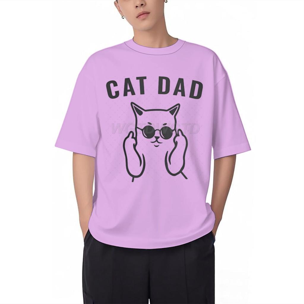 Fun Cat Dad Print T Shirt Men 100 Cotton Short Sleeve Tshirts Humor Fashion Animal Kitten Streetwear Crewneck Ropa Hombre