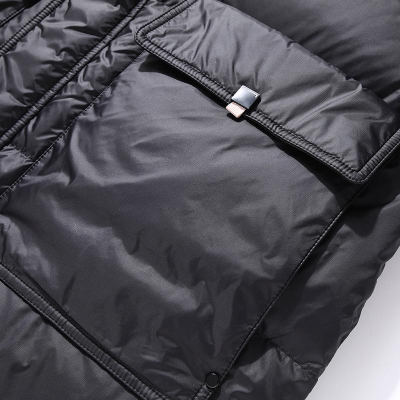 Winter Neue Weiße Entendaunen Brot Daunenjacke Herren Verdickt Trendige Kapuzen Daunenjacke Mittellang Kältefeste Jacke