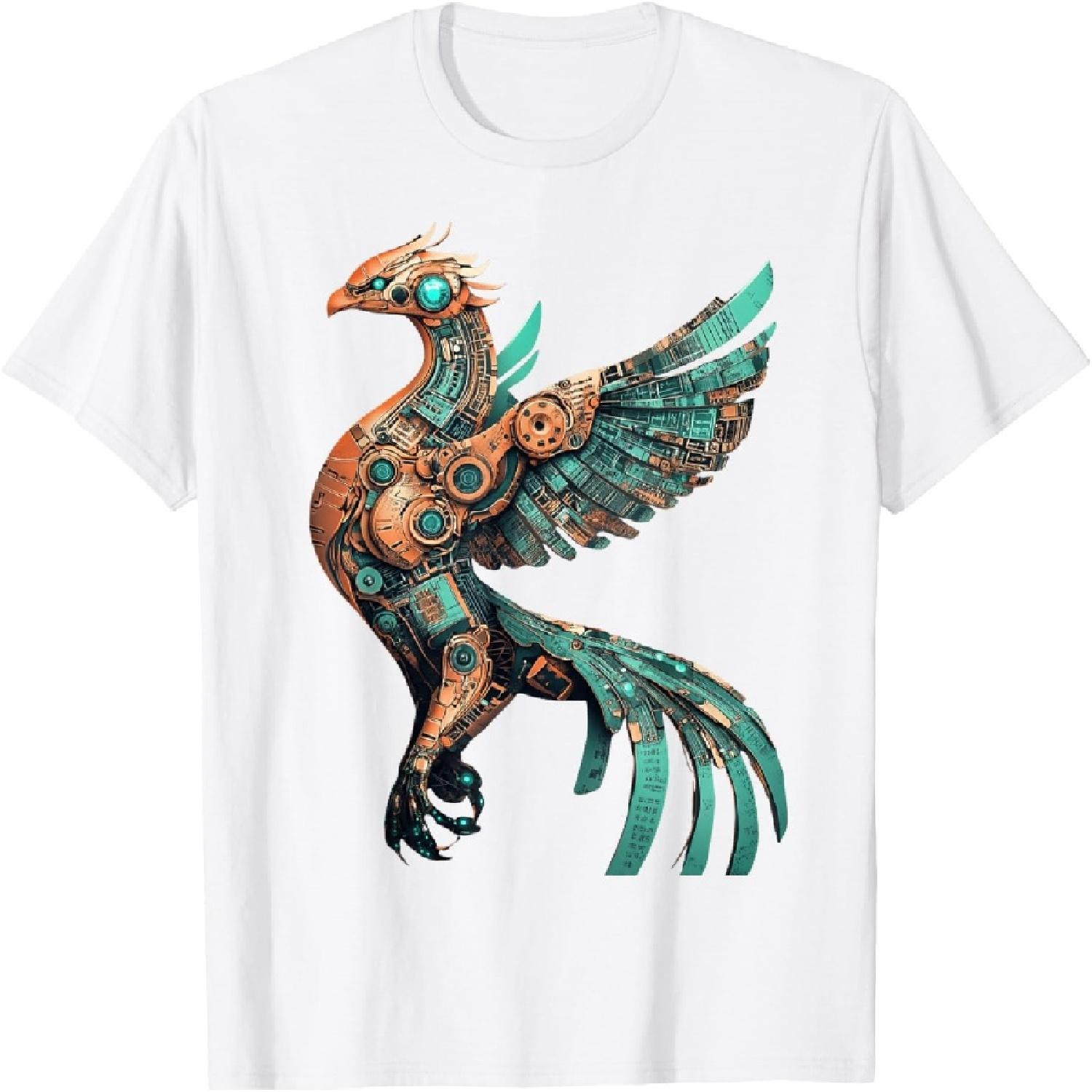 Mechanical Phoenix Art for Sci Fi and Cyberpunk Lovers T-Shirt XXXXXL белый