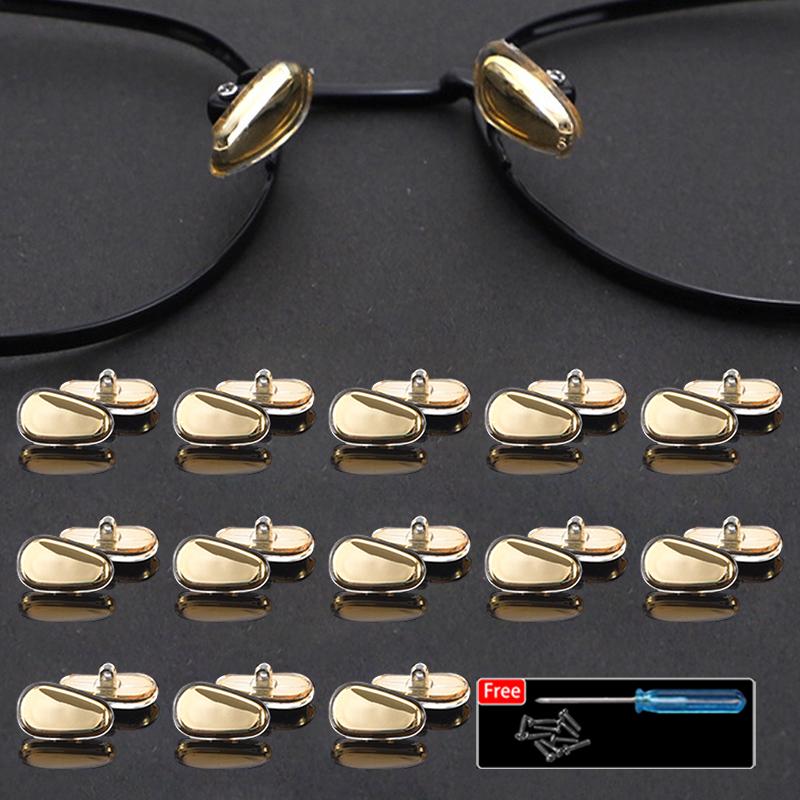 5/10/20 Paia Naselli in Silicone Ovale a Vite per Occhiali Nuovi Elastici Dorati Argentati Supporti per Occhiali per Riparazione Occhiali Fai-da-te