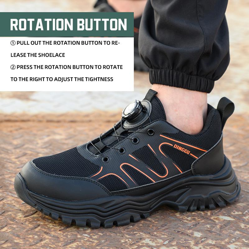 Rotating Button Work Safety Shoes For Men Steel Toe Shoes Indestructible Safety Boots Protective Security Work Sneakers