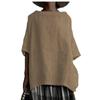 European & American 2026 Summer Arrival: Solid Color Woven Round Neck Cotton Linen Loose Women's T-shirt.