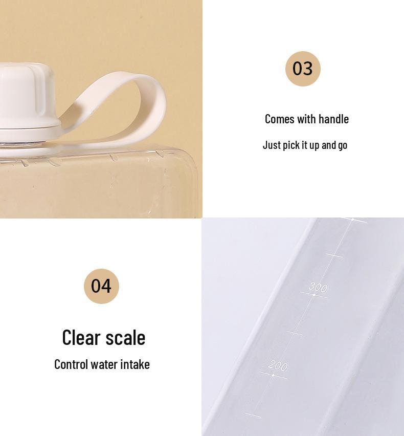 Tritan Handheld Flat Style Water Bottle - Fresh, Stylish, Portable Student Cup for Fruit Tea