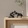 Creative Resin Dog Statue Home Decoration Funny Desktop Ornaments Cute Nordic Style Men and Dog Figurine Dog Owning Family