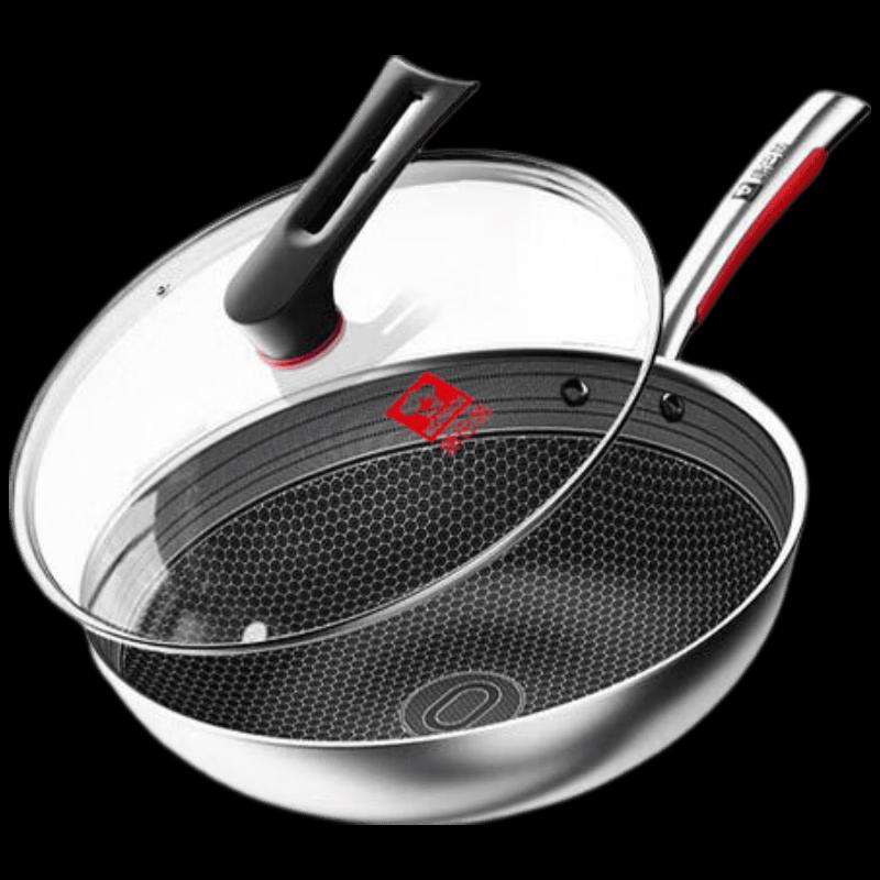 KOBACH 32cm 316L Stainless Steel Honeycomb Wok