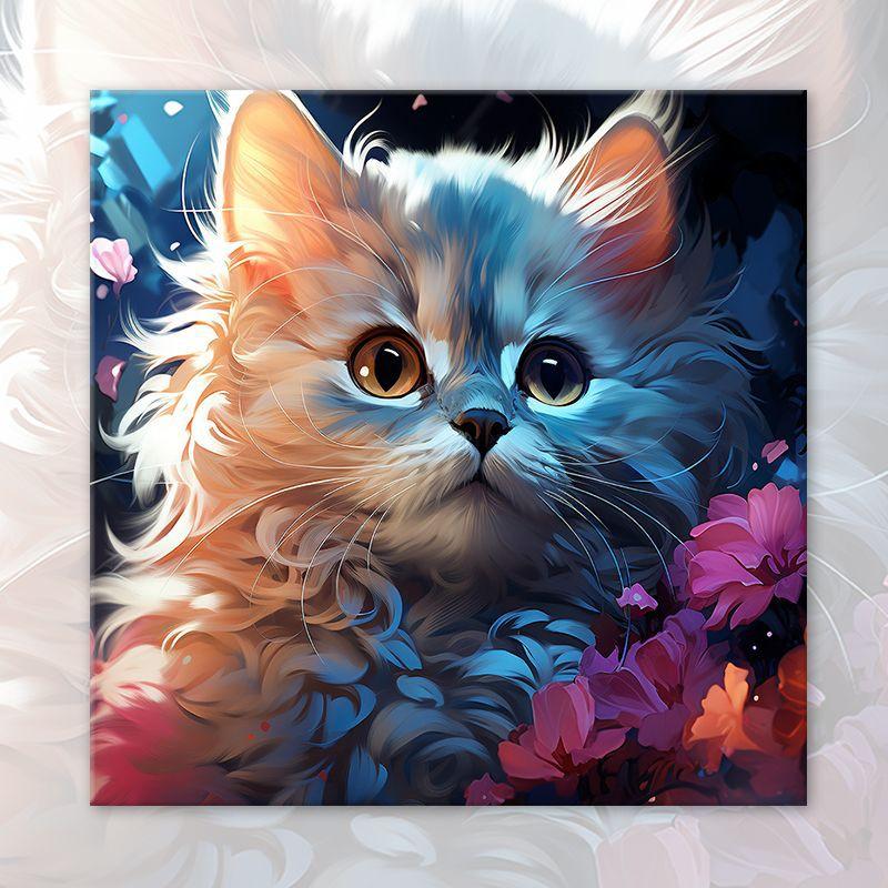 5D Diamond Painting Cat Full Diamond Mosaic Animal Embroidery Flower Craft Kit Handmade Gift
