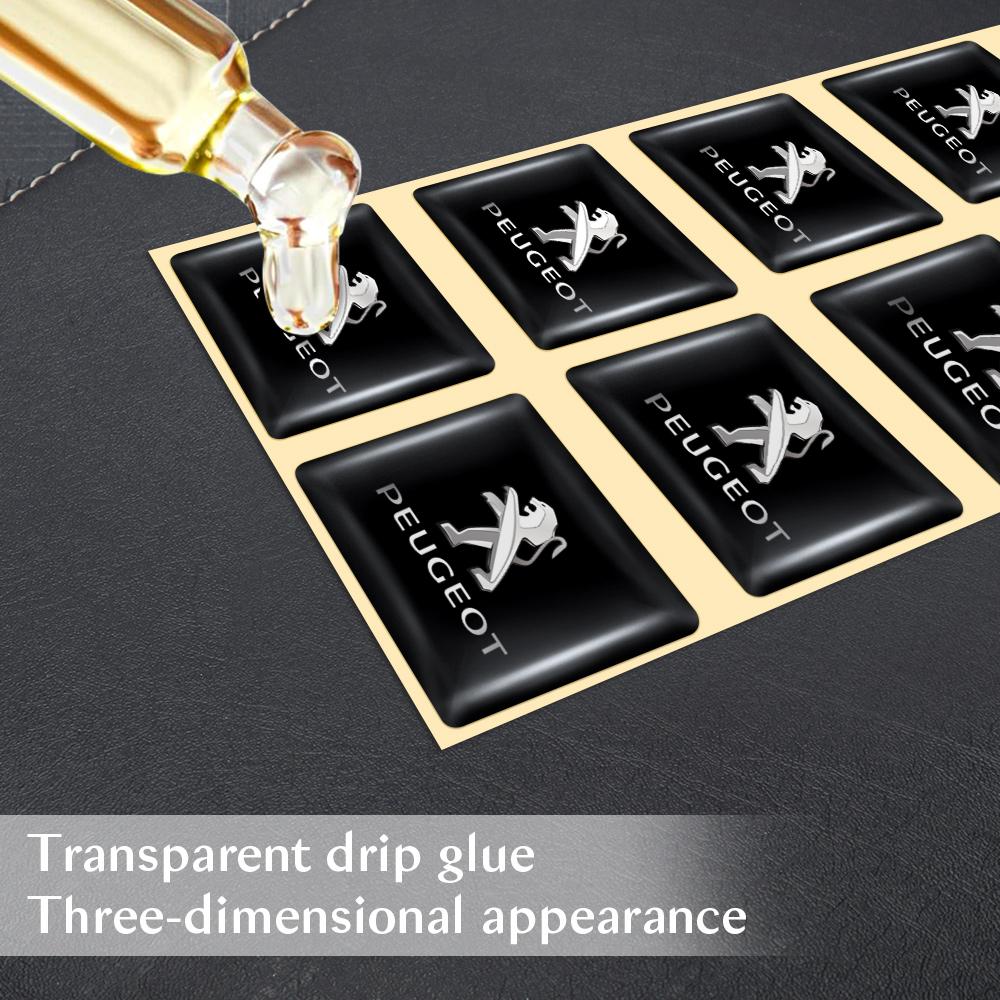 2026 Hot Car Sticker 10PC 3D Epoxy Car Interior Sticker Decal Decorative Accessories For Peugeot 207 3008 206 208 308 307 407 50