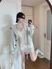 Women's Large Lapel Short Cardigan Jacket - 2026 Autumn/Winter Knit Drawstring Long-Sleeve Button-Up Sweater