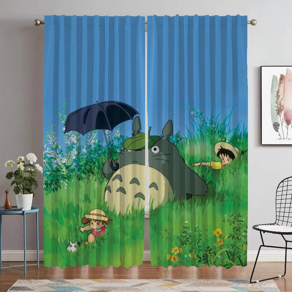 

Шторы Тоторо для гостиной Шторы для комнаты 2 панели Шторы Перегородка Хэллоуин Украшение Кухня Блэкаут Элегантная Камера W50xH70cmx2pcs-CL