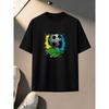 European Size Sports Style Printed T-Shirt, Soccer Ball And Football Field Short Sleeve, Durable Print, Skin-Friendly Lightweight Fabric