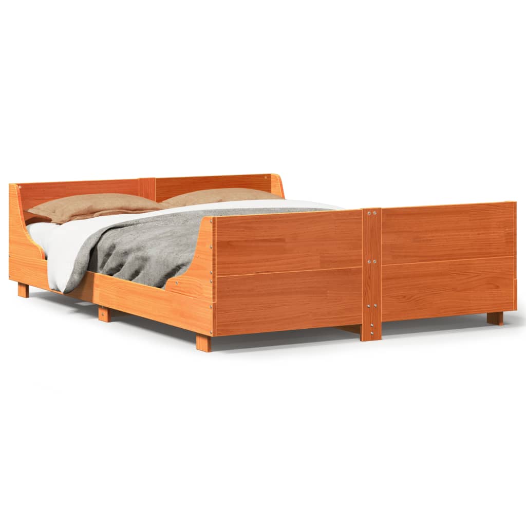Vidaxl Bed Frame Without Mattress, Waxed Brown, 160X200 Cm, Solid Pine