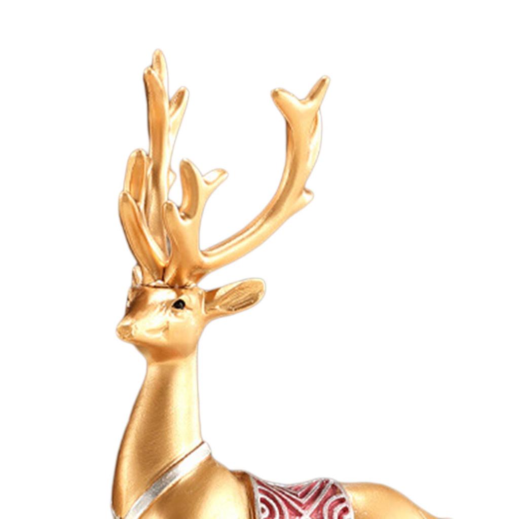 2 Pieces Decorative Deer Figurines Reindeer Statues Elk Resin Statues for Party Anniversaries Birthday Holiday Housewarming
