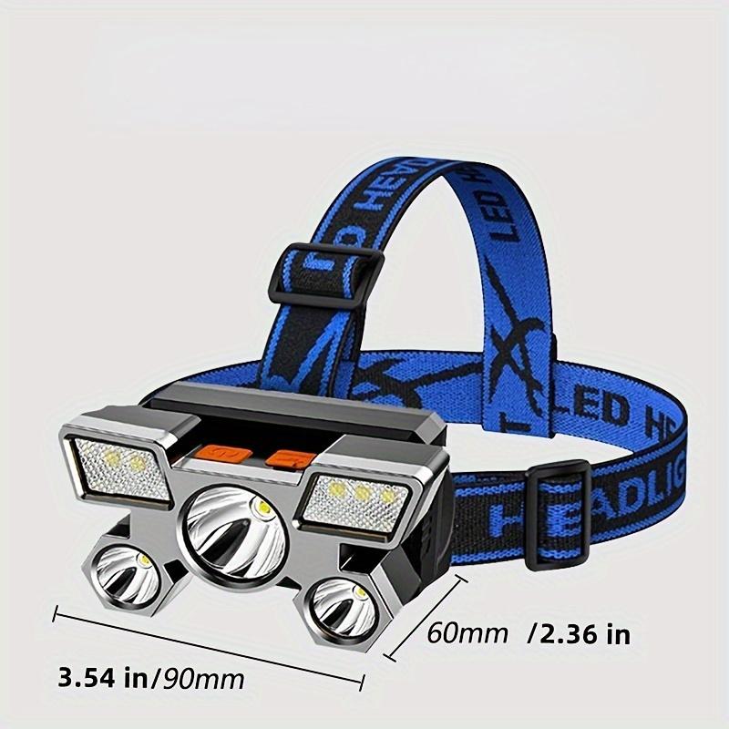 5 LED Flashlight Rechargeable with Built In Lithium Battery Strong Head Light Camping Adventure Fishing Cycling Headlamp