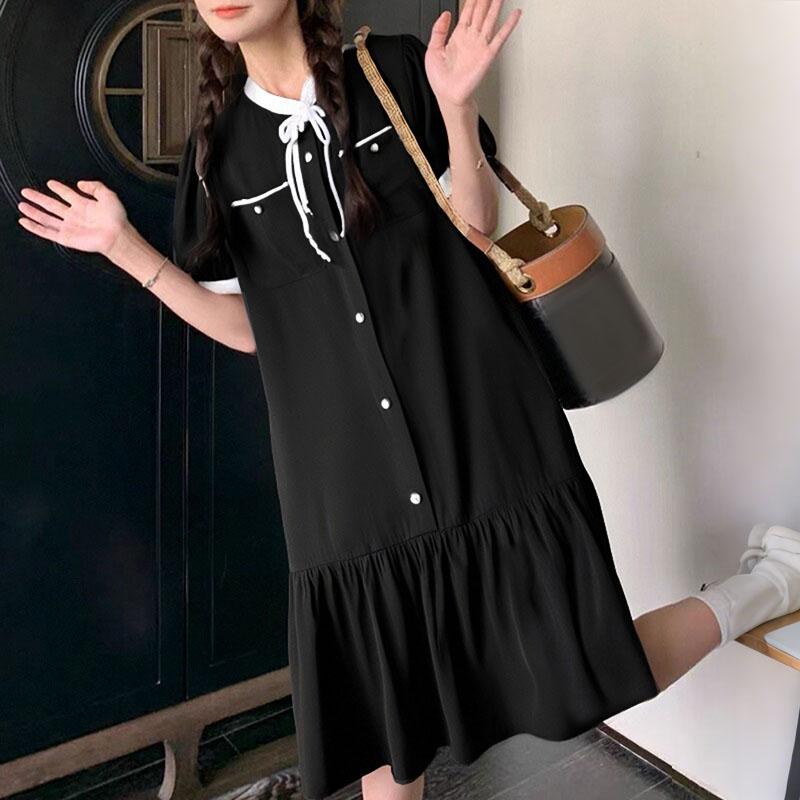 ZANZEA Damen Lässig Rundhals Kurzarm Sommer Locker Kleid