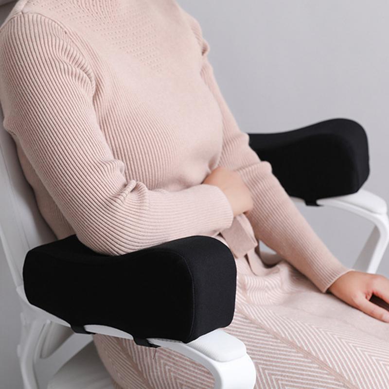 Ergonomic Chair Armrest Pads Gaming Chair Armrest Cushions Elbow Pillow Curved Model for Computer Wheelchair Black