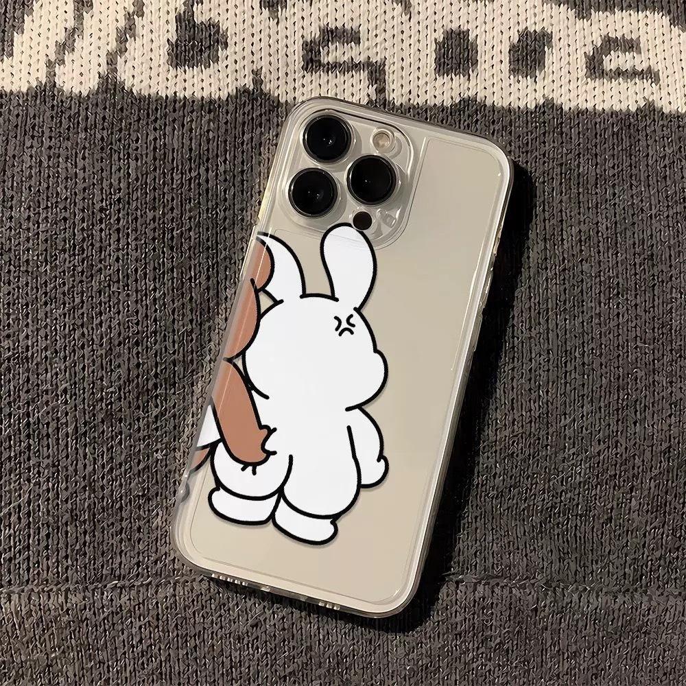Cute bear applies to Apple iPhone13/14/15 mobile phone case rabbit back 12/11/XR space case 7