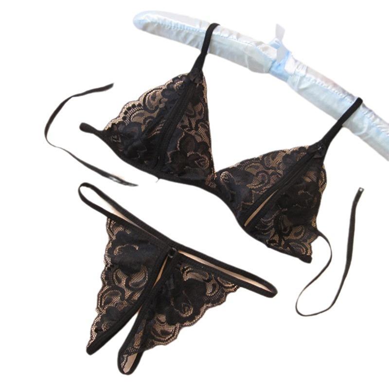 Sex underwear set Transparent temptation Sexy underwear Passion open-file milk lace small chest big sex set
