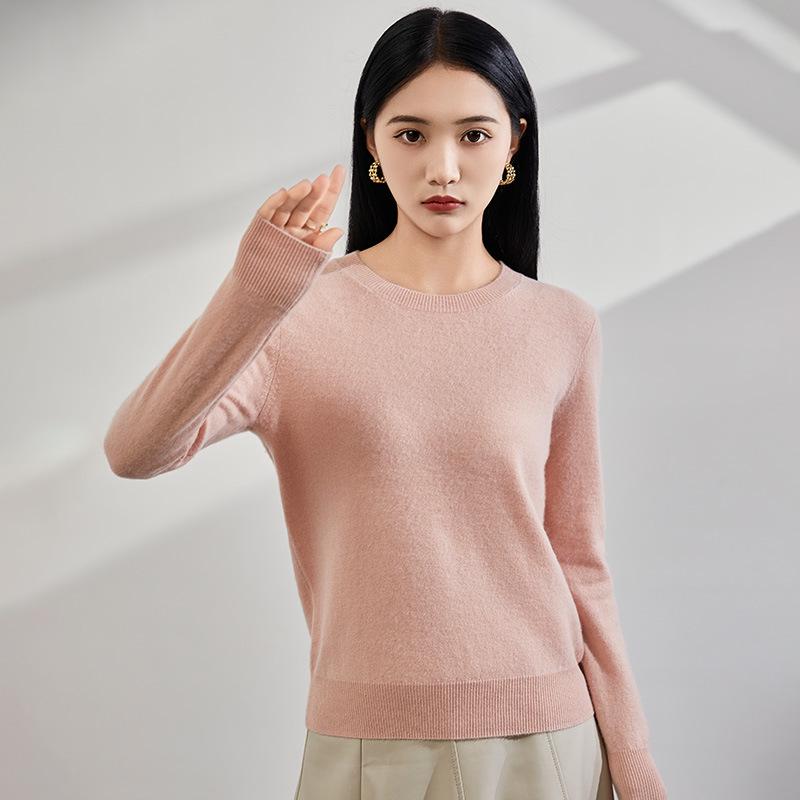 2024 Autumn/Winter Women's Pure Cashmere Round Neck Sweater - Versatile Casual Knit Pullover