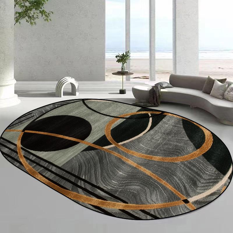 Modern Style Oval Carpets for Living Room Abstract Home Decoration Mat Large Bedroom Rug Non-slip Coffee Tables Mat Washable