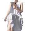 Nouveau déshabillé en coton et soie Mu Zhensi pour femme, été, fin, coton et soie artificiels, couleur unie, haut de gamme, longueur genou, tenue d'intérieur