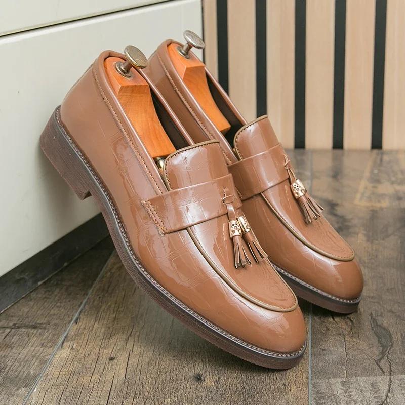 Fashion New italian shoes casual s slip on formal luxury shoes dress men loafers moccasins genuine leather driving shoes big size