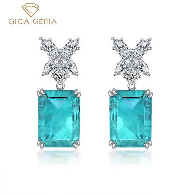 Paraiba Earrings For Women 925 Sterling Silver Unique Design Romantic Fine Earrings Jewelry Wedding Party Gifts New Trend 10*14mm