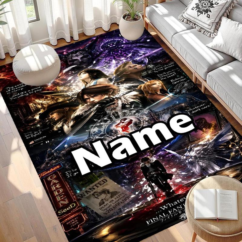 Benutzerdefinierter Name Personalisierter Final Fantasy Druck Teppich, Vielseitiger Heimdekor Teppich, für Spielzimmer, Wohnung, Balkon, Eingangsbereich, Flur Geschenk