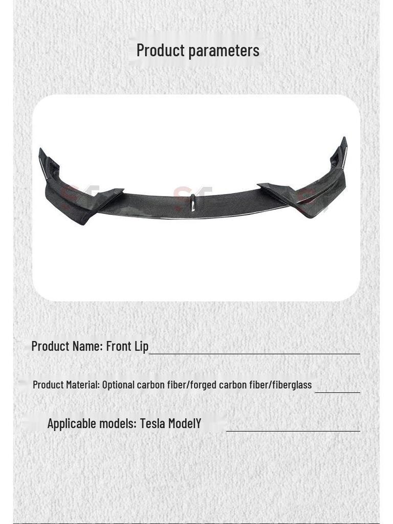 Tesla Model Y Carbon Fiber Front Lip Spoiler Chin Diffuser