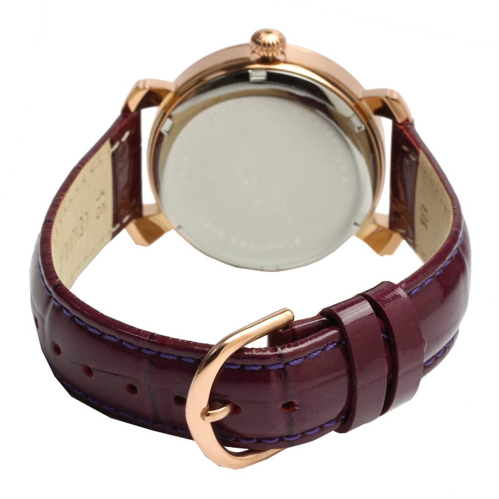 Salvatore Marra Women's Watch, Model SM22151-PGPL, Multi-Faceted Glass, Gradient Purple Dial, Leather Strap, 5 ATM Water Resistant